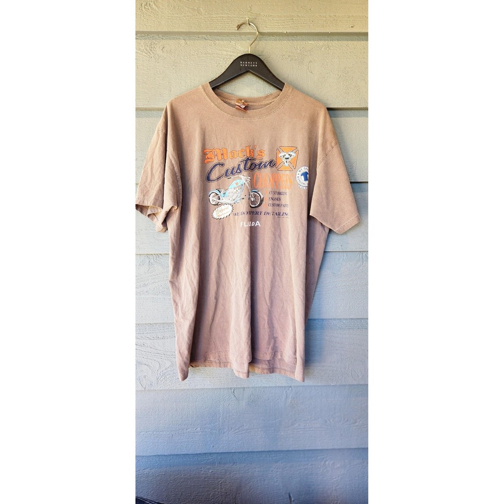 Mack's Custom Choppers Shirt Mens XL Brown Anvil Motorcycle Biker Tee Florida